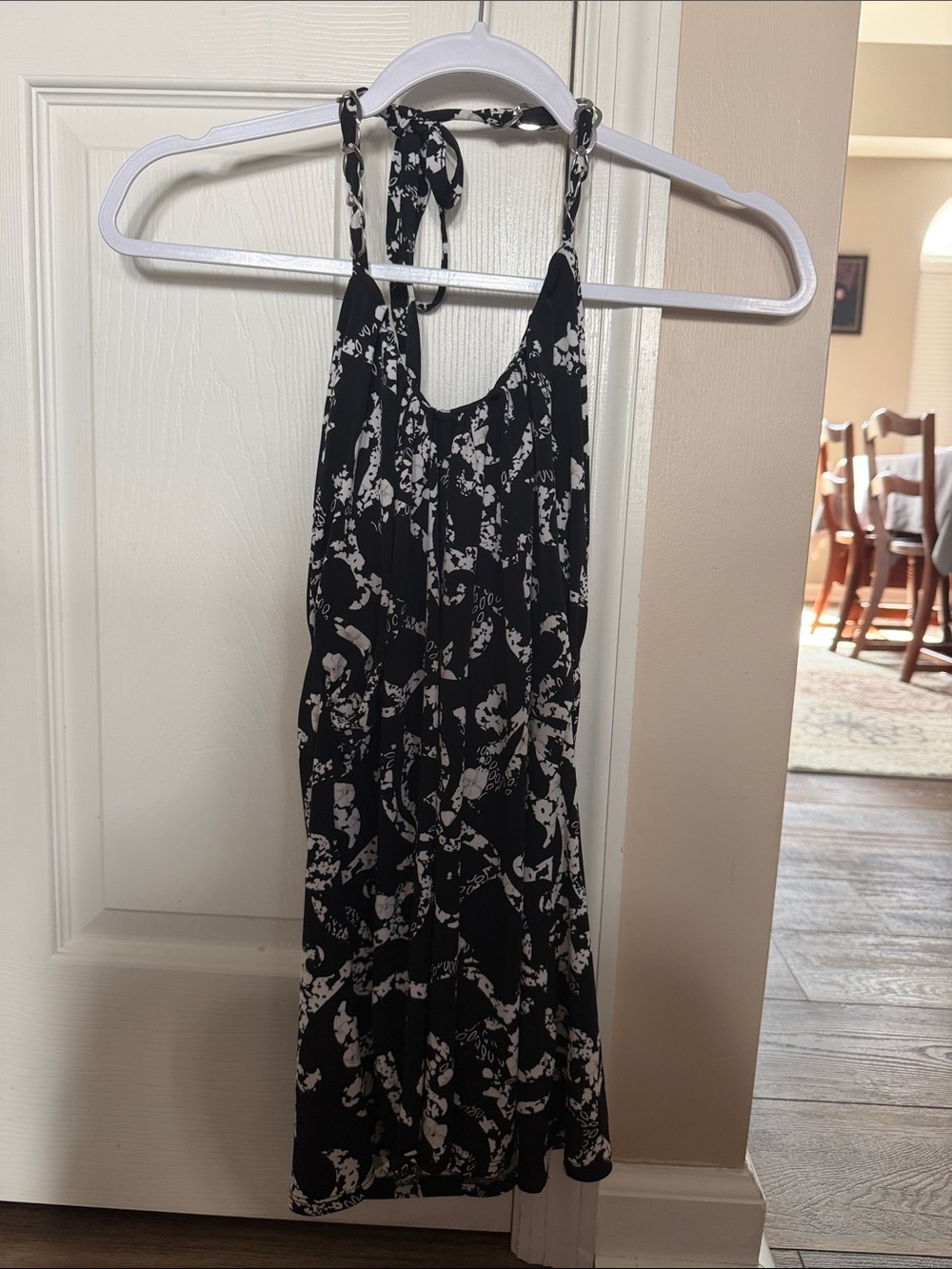 White House Black Market Black & White Halter-Style Top